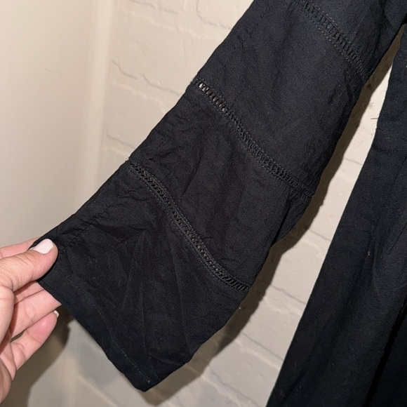 Catherine Malandrino dress black boho peasant tassel front & trim detail cotton - Picture 4 of 6